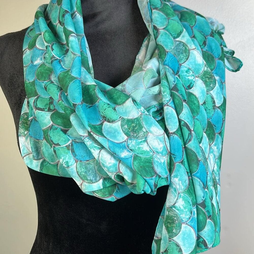 Women's Chiffon Scarf Wrap 55X39  ermaid Scale Pattern for MermaidCore Whimsy Fa
